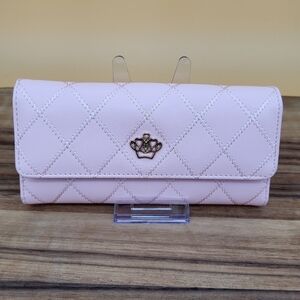 Pink Quilted Women's Wallet with a Heart Embellishment, Like New